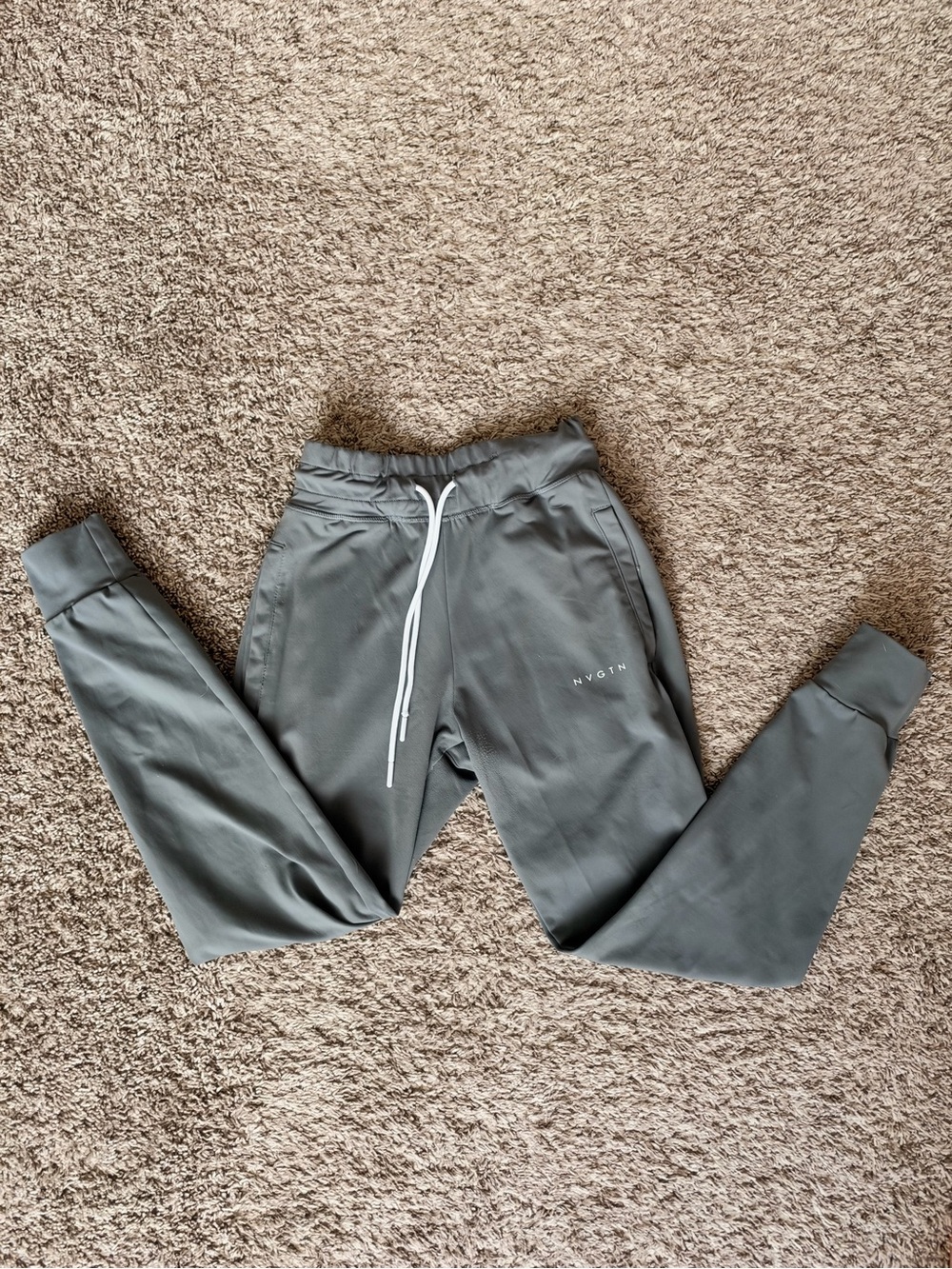 NVGTN Gray Jogger Track Pants with White Drawstring